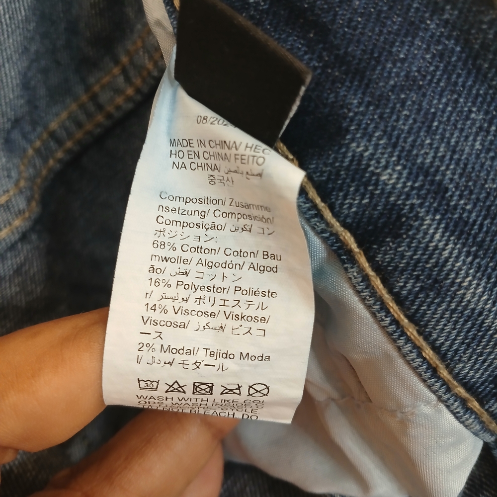 Blue Cut Out Abstract Wide Leg Denim Jeans 2X (16) NWOT - Picture 8 of 12